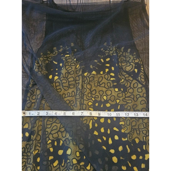 $498 Bcbgmaxazria Runway Dress XS Black Yellow Sheer Mesh One Shoulder Mini NWT - Picture 7 of 9